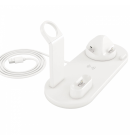Bezicni punjac 4u1 za Apple Watch, Airpods i 2x iPhone beli