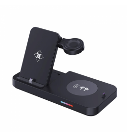 Bezicni punjac B-19 4u1 za 2x iPhone,Airpods,Apple Watch 15W crni