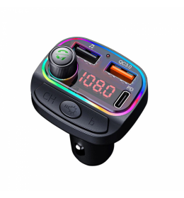 Bluetooth FM RGB Transmiter C14 QC3.0+PD crni