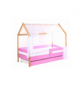 Krevet kućica sa fiokom i dušekom 180x80cm Domek-Roze bukva