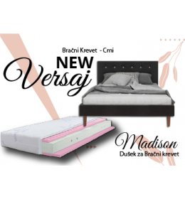Versaj Bračni Krevet 216X164X108 cm - Crni + Madison Dušek za Bračni krevet 160x200 cm