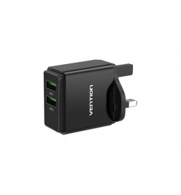 Punjac sa 2 ulaza USB A 18/18W - Crni (US prikljucak)