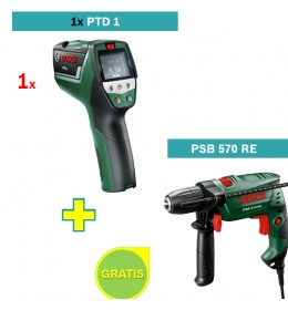 Detektor temperature i vlažnosti PTD 1 + Bosch PSB 570 RE Vibraciona bušilica