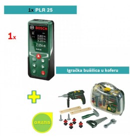 Digitalni laserski daljinomer Bosch PLR 25 + Igračka bušilica u koferu