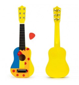 Drvena gitara za decu sa metalnim žicama žuta