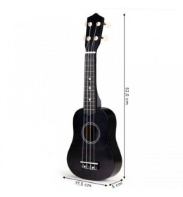 Drvena gitara za decu sa metalnim žicama crna