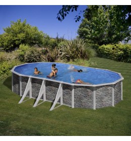 GRE ovalni montažni bazen Cerdena Stone SET 600x375x120cm