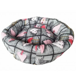 Krevet za pse i mačke sivi sa srcima 2 veličine