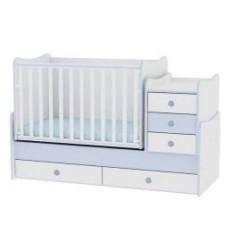 Krevetac za bebu drveni  Maxi Plus plavo beli