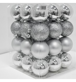 Novogodišnje kugle za jelku set 36 komada srebrne boje