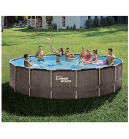 Okrugli bazen sa metalnim ramom Summer Waves Rattan 366X0.91cm