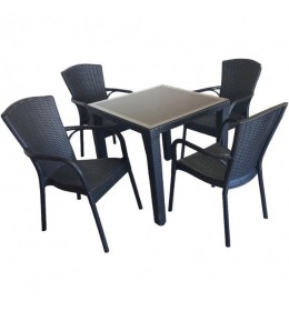 Tilia baštenski set royal sto i 4 stolice crni 80X80