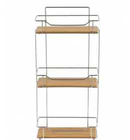 Polica trostruka 11,5x26,5x57cm bambus/hrom srebrna