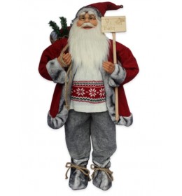 Sivi deda Mraz sa džakom i tablom 90 cm
