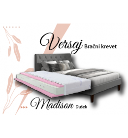 Versaj Bračni Krevet 216X164X108 cm - Sivi + Madison Dušek za Bračni krevet 160x200 cm
