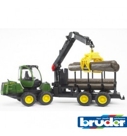 Traktor Bruder John Deere sa prikolicom i drvima