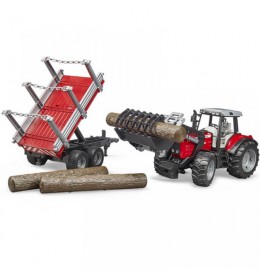 Traktor Bruder Massey Ferguson 7480 sa prikolicom za drva 020460