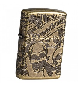 Upaljač Zippo Freedom Skull Antique Brass