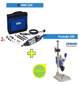 Višenamenski alat DREMEL 4000 sa 45 kom pribora + Postolje Dremel 220