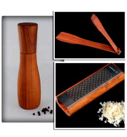 Wood Holz set rende + mlin za biber + štipaljka
