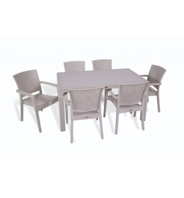 Bastenski set ZEUGMA 6 stolice i sto 150x90 Cappuccino