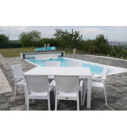 Bastenski set ZEUGMA 6 stolice i sto 150x90 Beli